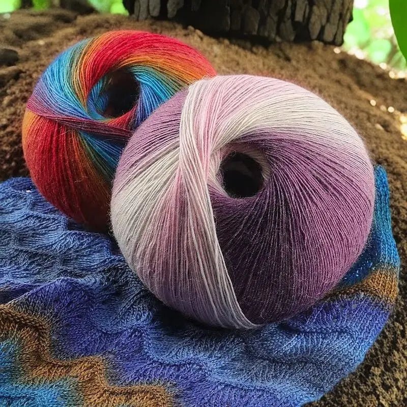 200g/set Rainbow Wool Yarn for Knitting Shawls Scarfs Sweaters Jackets Hats DIY Hand Soft Comfortable Segment Dyeing Thread - PatioLix