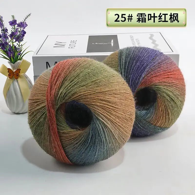 200g/set Rainbow Wool Yarn for Knitting Shawls Scarfs Sweaters Jackets Hats DIY Hand Soft Comfortable Segment Dyeing Thread - PatioLix