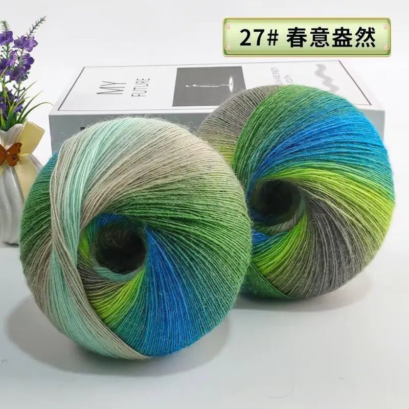 200g/set Rainbow Wool Yarn for Knitting Shawls Scarfs Sweaters Jackets Hats DIY Hand Soft Comfortable Segment Dyeing Thread - PatioLix