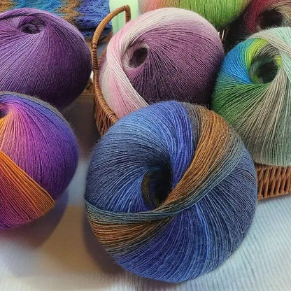 200g/set Rainbow Wool Yarn for Knitting Shawls Scarfs Sweaters Jackets Hats DIY Hand Soft Comfortable Segment Dyeing Thread - PatioLix