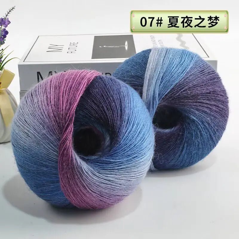 200g/set Rainbow Wool Yarn for Knitting Shawls Scarfs Sweaters Jackets Hats DIY Hand Soft Comfortable Segment Dyeing Thread - PatioLix