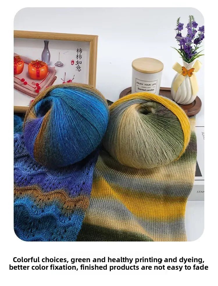 200g/set Rainbow Wool Yarn for Knitting Shawls Scarfs Sweaters Jackets Hats DIY Hand Soft Comfortable Segment Dyeing Thread - PatioLix