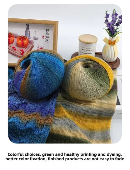 200g/set Rainbow Wool Yarn for Knitting Shawls Scarfs Sweaters Jackets Hats DIY Hand Soft Comfortable Segment Dyeing Thread - PatioLix