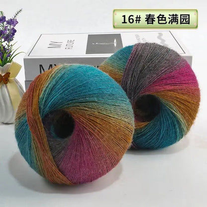 200g/set Rainbow Wool Yarn for Knitting Shawls Scarfs Sweaters Jackets Hats DIY Hand Soft Comfortable Segment Dyeing Thread - PatioLix