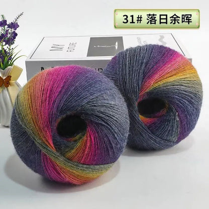 200g/set Rainbow Wool Yarn for Knitting Shawls Scarfs Sweaters Jackets Hats DIY Hand Soft Comfortable Segment Dyeing Thread - PatioLix