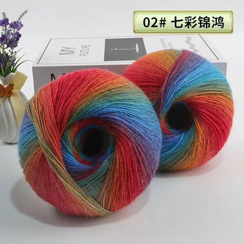 200g/set Rainbow Wool Yarn for Knitting Shawls Scarfs Sweaters Jackets Hats DIY Hand Soft Comfortable Segment Dyeing Thread - PatioLix