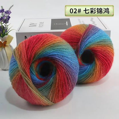 200g/set Rainbow Wool Yarn for Knitting Shawls Scarfs Sweaters Jackets Hats DIY Hand Soft Comfortable Segment Dyeing Thread - PatioLix