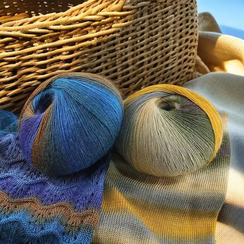 200g/set Rainbow Wool Yarn for Knitting Shawls Scarfs Sweaters Jackets Hats DIY Hand Soft Comfortable Segment Dyeing Thread - PatioLix