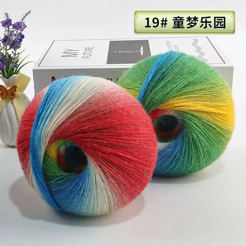 200g/set Rainbow Wool Yarn for Knitting Shawls Scarfs Sweaters Jackets Hats DIY Hand Soft Comfortable Segment Dyeing Thread - PatioLix