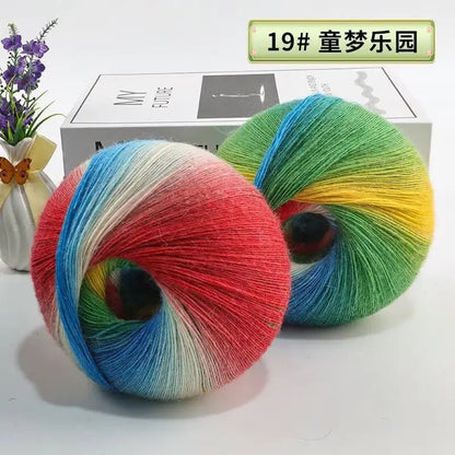 200g/set Rainbow Wool Yarn for Knitting Shawls Scarfs Sweaters Jackets Hats DIY Hand Soft Comfortable Segment Dyeing Thread - PatioLix
