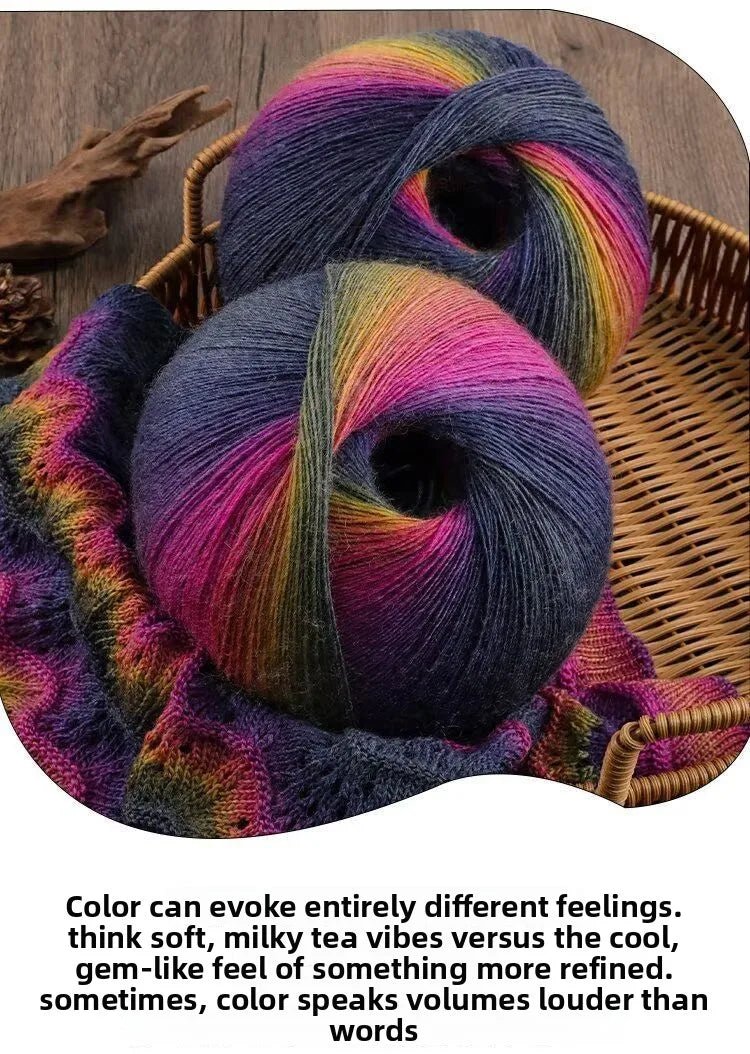 200g/set Rainbow Wool Yarn for Knitting Shawls Scarfs Sweaters Jackets Hats DIY Hand Soft Comfortable Segment Dyeing Thread - PatioLix
