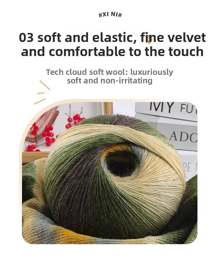 200g/set Rainbow Wool Yarn for Knitting Shawls Scarfs Sweaters Jackets Hats DIY Hand Soft Comfortable Segment Dyeing Thread - PatioLix