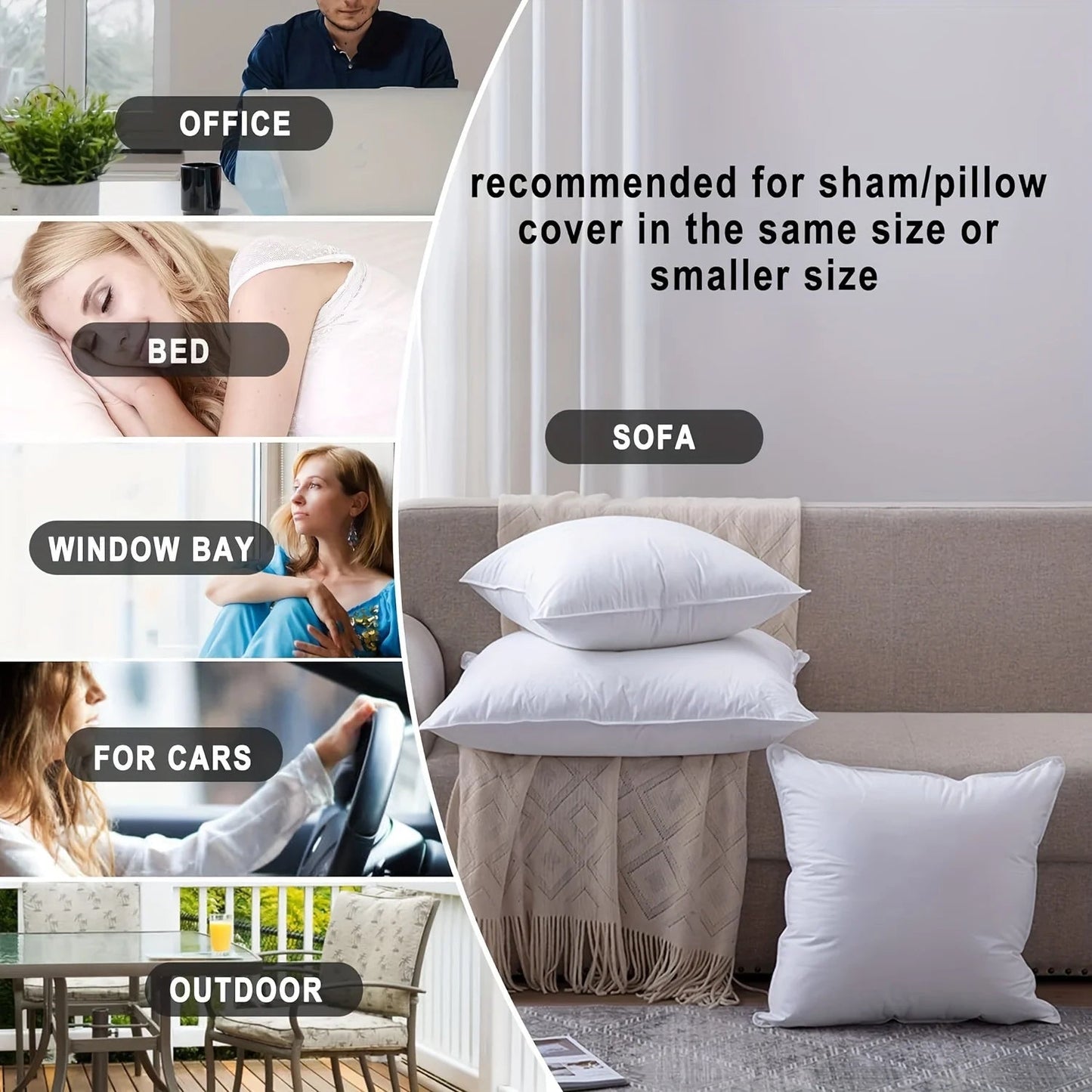 2pcs Pillow Cushions, Soft Durable Sofa Cushion, Fluffy Pillow Inserts, For Living Room Sofa Sofa Bed Home Decor - PatioLix