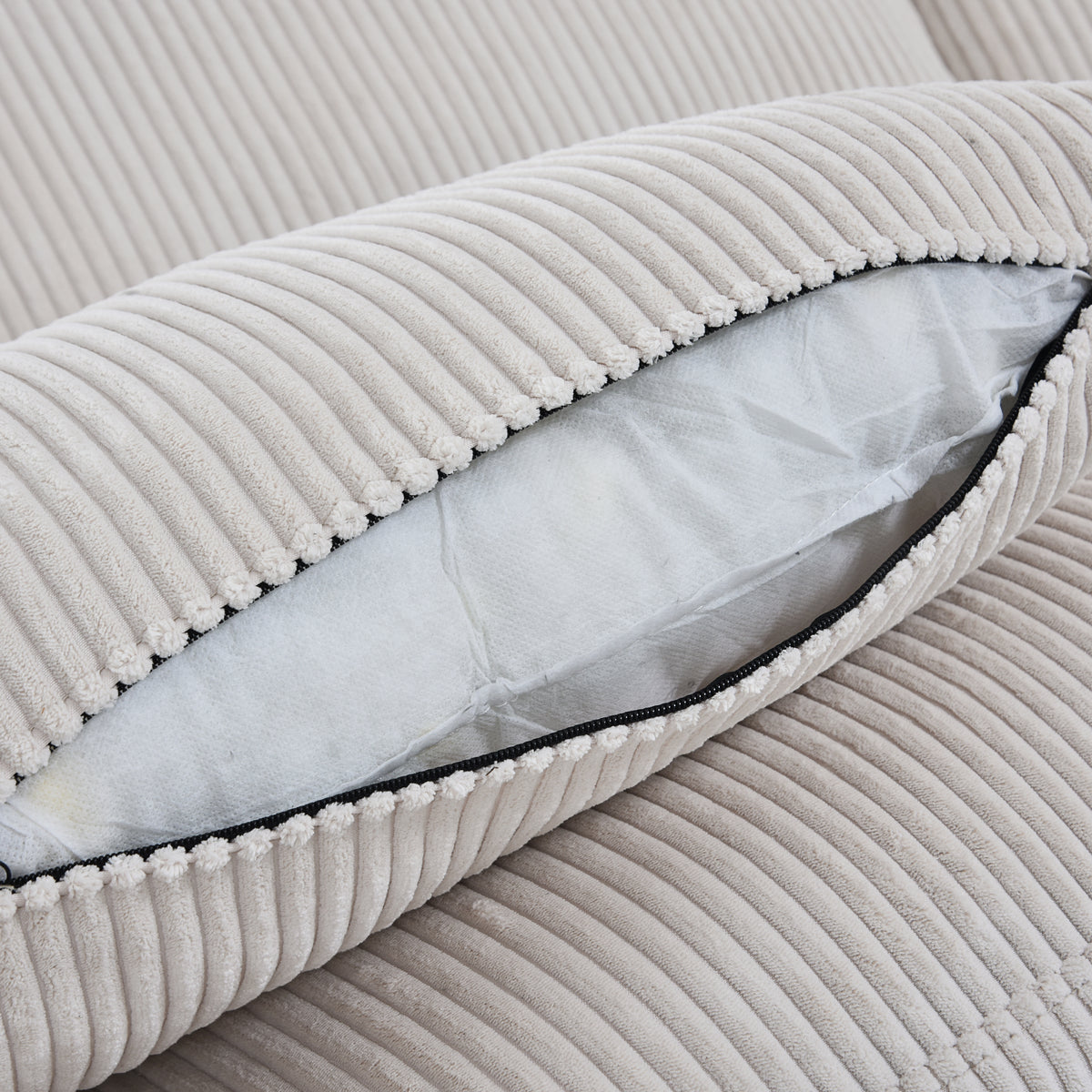 U-Shaped Convertible Modern Corduroy Sectional Sofa Set with Pillows and Footstool, 6-Seat Oversized Sofa for Living Room,