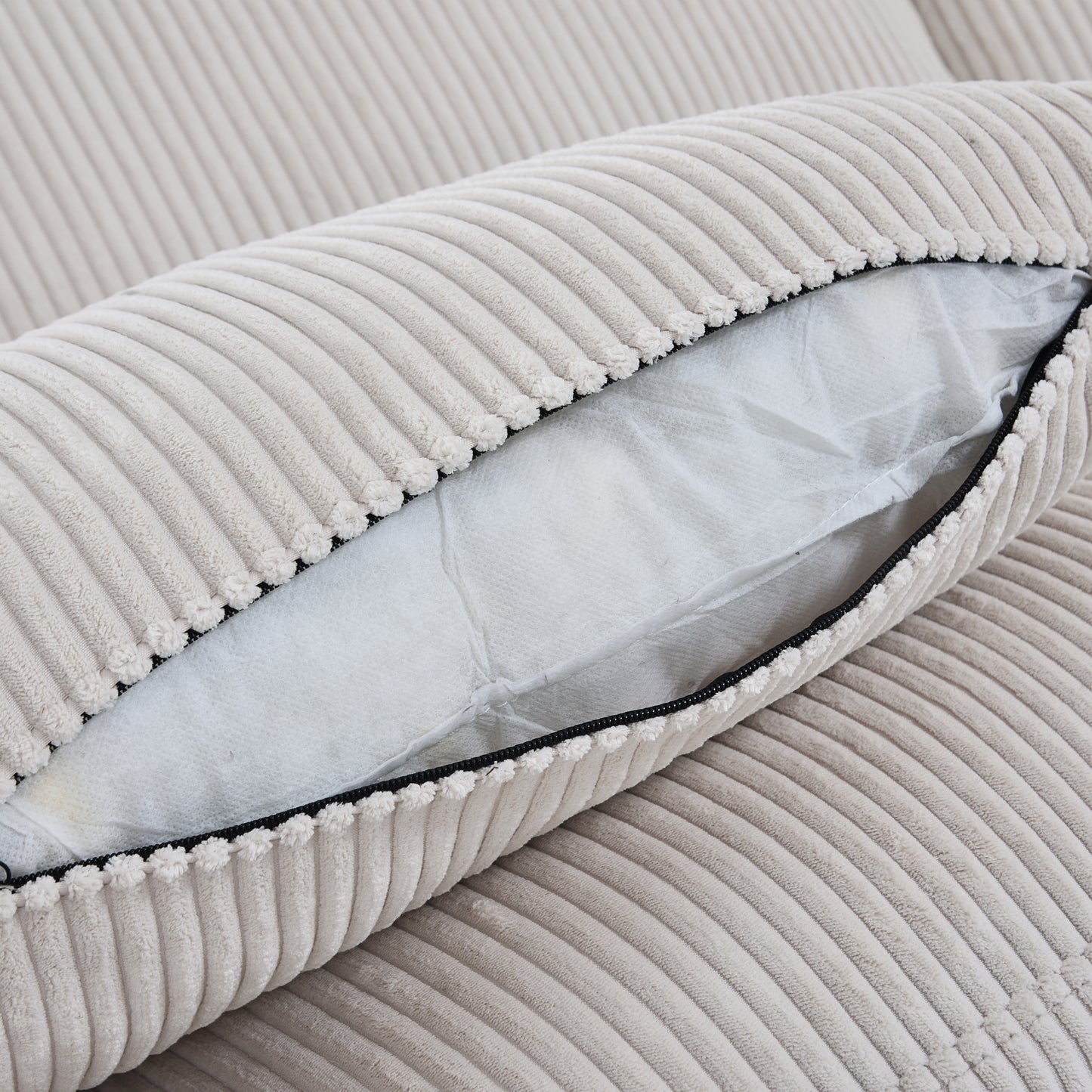 U-Shaped Convertible Modern Corduroy Sectional Sofa Set with Pillows and Footstool, 6-Seat Oversized Sofa for Living Room,