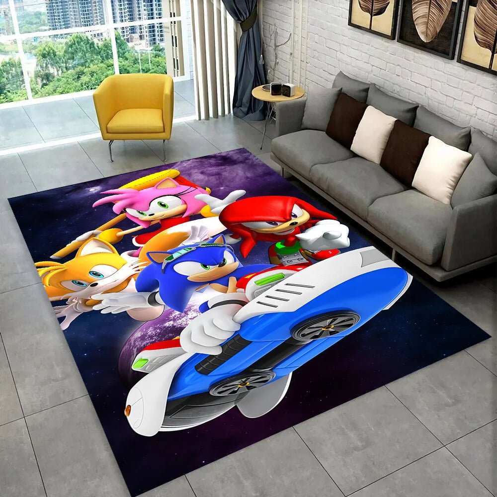 3D S - Sonics Game Cartoon Rug Carpet for Living Room Bedroom Decor,kids Play Non - slip Decoration for Sofa Doormat Christmas Gift - PatioLix