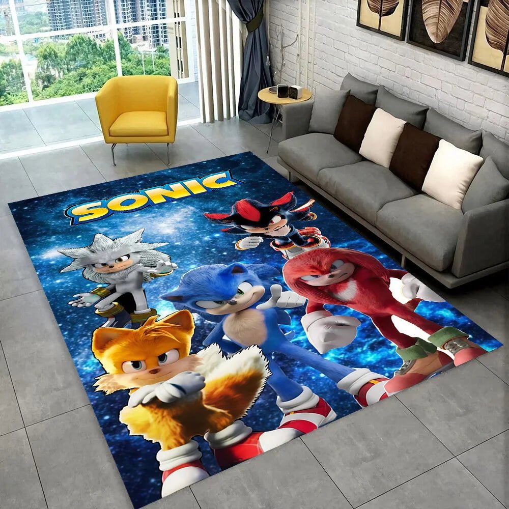 3D S - Sonics Game Cartoon Rug Carpet for Living Room Bedroom Decor,kids Play Non - slip Decoration for Sofa Doormat Christmas Gift - PatioLix