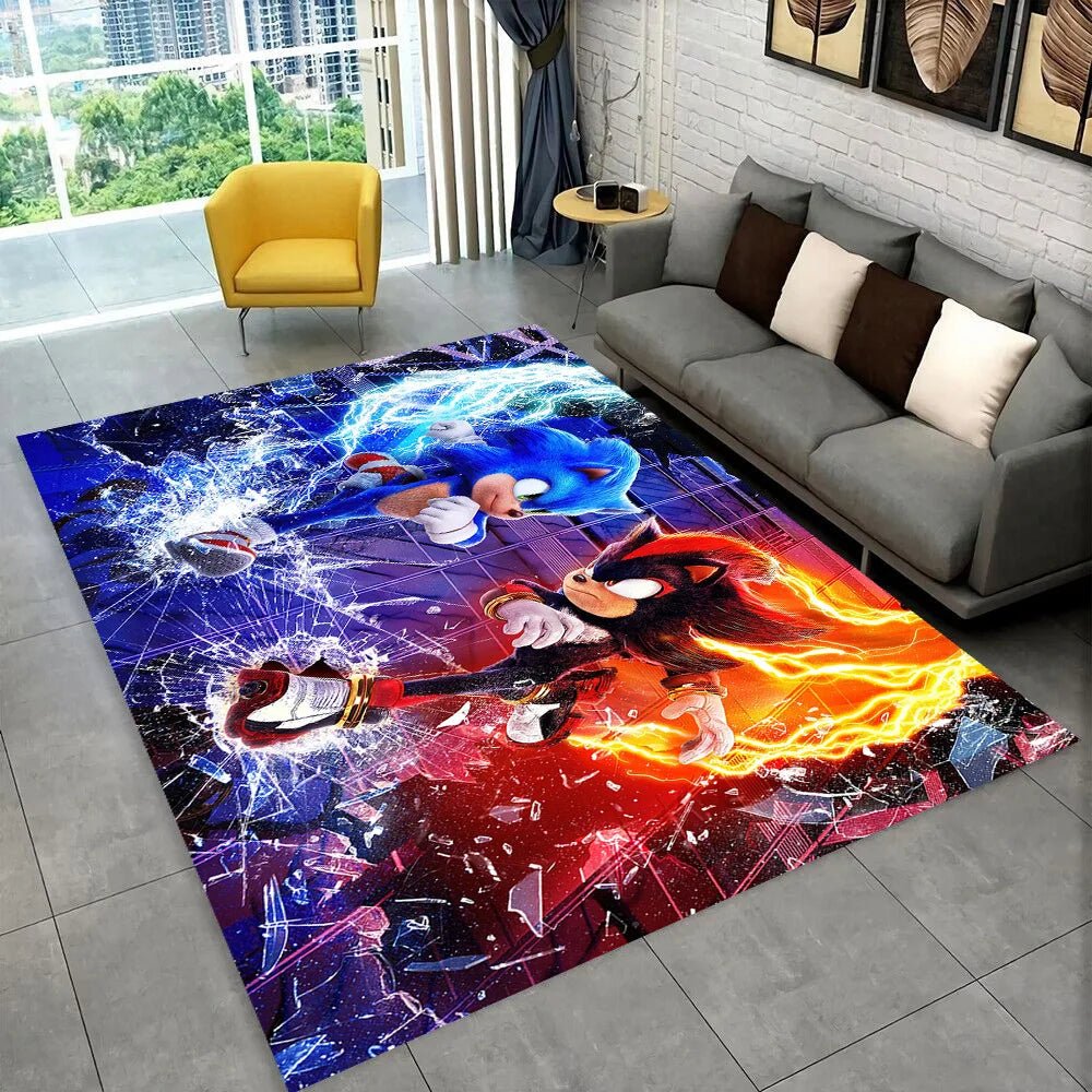 3D S - Sonics Game Cartoon Rug Carpet for Living Room Bedroom Decor,kids Play Non - slip Decoration for Sofa Doormat Christmas Gift - PatioLix