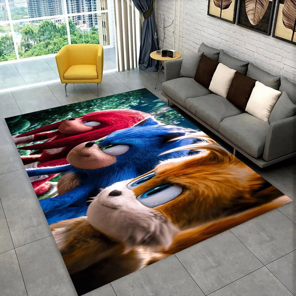 3D S - Sonics Game Cartoon Rug Carpet for Living Room Bedroom Decor,kids Play Non - slip Decoration for Sofa Doormat Christmas Gift - PatioLix