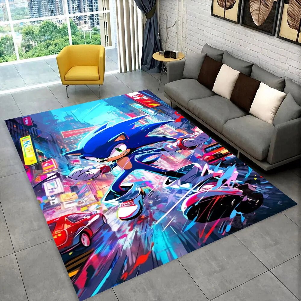 3D S - Sonics Game Cartoon Rug Carpet for Living Room Bedroom Decor,kids Play Non - slip Decoration for Sofa Doormat Christmas Gift - PatioLix