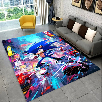 3D S - Sonics Game Cartoon Rug Carpet for Living Room Bedroom Decor,kids Play Non - slip Decoration for Sofa Doormat Christmas Gift - PatioLix