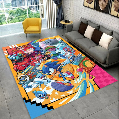 3D S - Sonics Game Cartoon Rug Carpet for Living Room Bedroom Decor,kids Play Non - slip Decoration for Sofa Doormat Christmas Gift - PatioLix