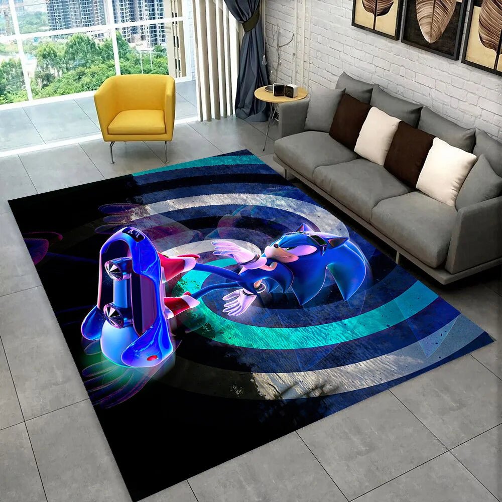 3D S - Sonics Game Cartoon Rug Carpet for Living Room Bedroom Decor,kids Play Non - slip Decoration for Sofa Doormat Christmas Gift - PatioLix
