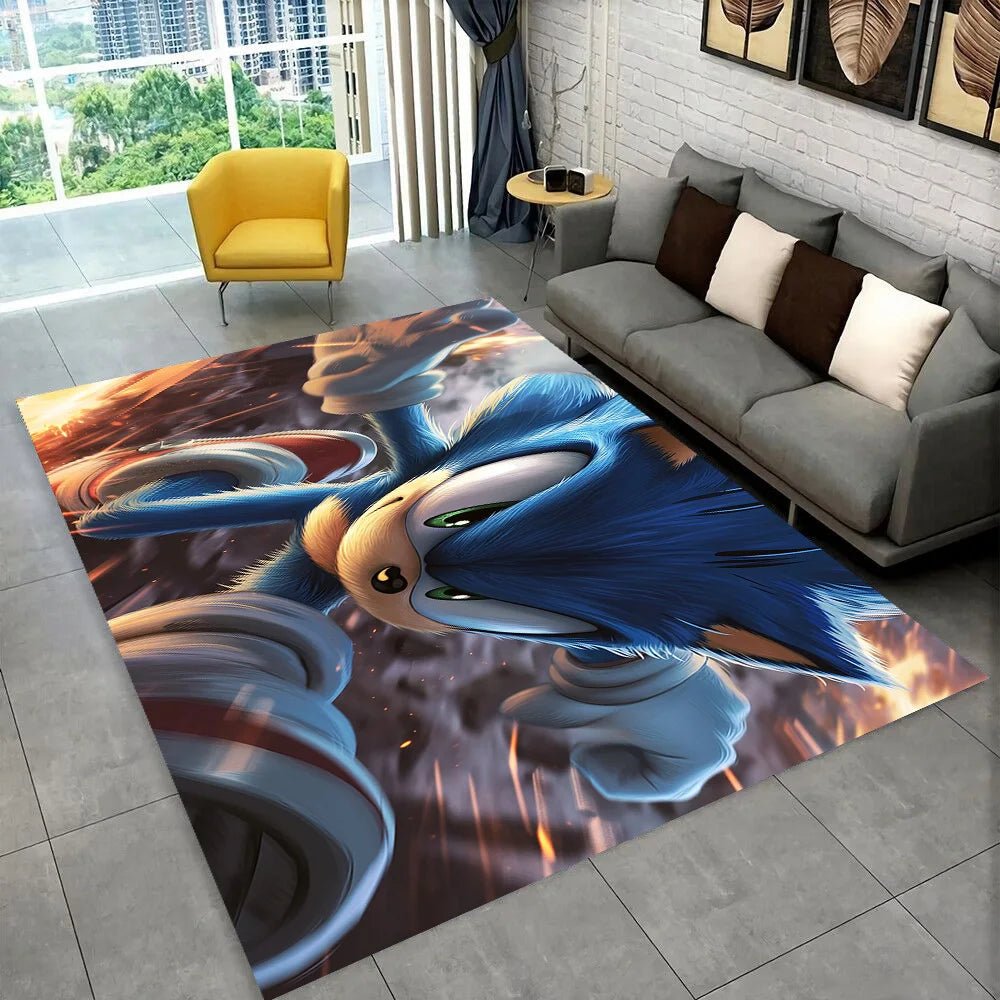 3D S - Sonics Game Cartoon Rug Carpet for Living Room Bedroom Decor,kids Play Non - slip Decoration for Sofa Doormat Christmas Gift - PatioLix