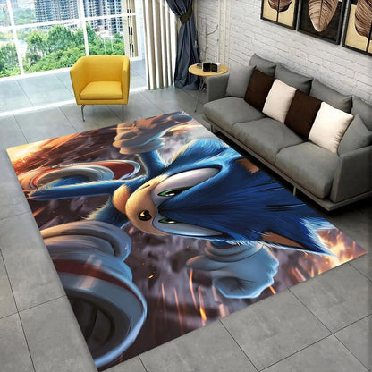 3D S - Sonics Game Cartoon Rug Carpet for Living Room Bedroom Decor,kids Play Non - slip Decoration for Sofa Doormat Christmas Gift - PatioLix