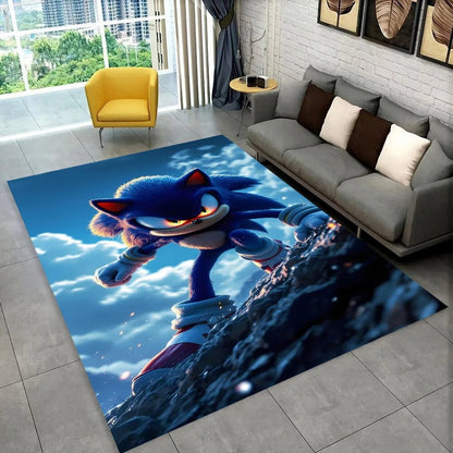 3D S - Sonics Game Cartoon Rug Carpet for Living Room Bedroom Decor,kids Play Non - slip Decoration for Sofa Doormat Christmas Gift - PatioLix