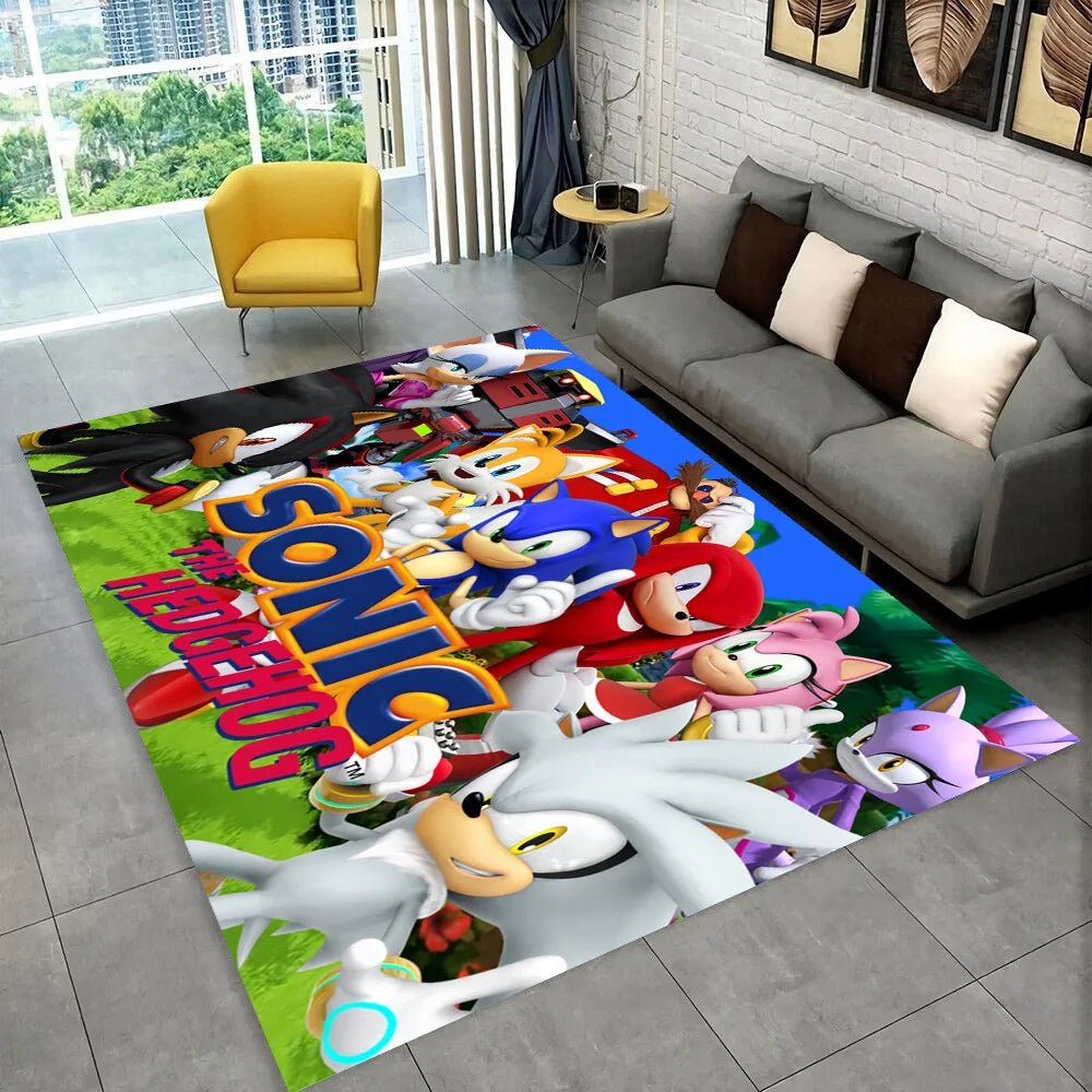 3D S - Sonics Game Cartoon Rug Carpet for Living Room Bedroom Decor,kids Play Non - slip Decoration for Sofa Doormat Christmas Gift - PatioLix