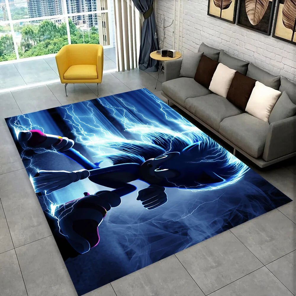 3D S - Sonics Game Cartoon Rug Carpet for Living Room Bedroom Decor,kids Play Non - slip Decoration for Sofa Doormat Christmas Gift - PatioLix