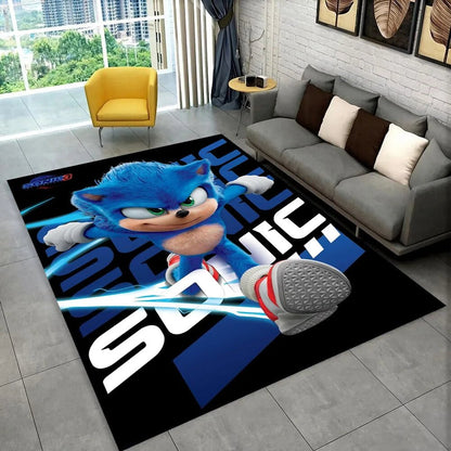 3D S - Sonics Game Cartoon Rug Carpet for Living Room Bedroom Decor,kids Play Non - slip Decoration for Sofa Doormat Christmas Gift - PatioLix