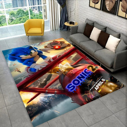 3D S - Sonics Game Cartoon Rug Carpet for Living Room Bedroom Decor,kids Play Non - slip Decoration for Sofa Doormat Christmas Gift - PatioLix