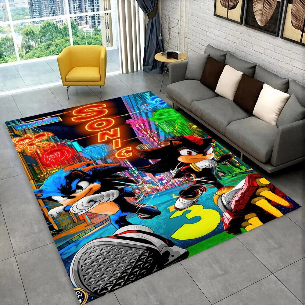 3D S - Sonics Game Cartoon Rug Carpet for Living Room Bedroom Decor,kids Play Non - slip Decoration for Sofa Doormat Christmas Gift - PatioLix