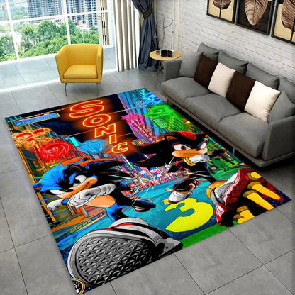 3D S - Sonics Game Cartoon Rug Carpet for Living Room Bedroom Decor,kids Play Non - slip Decoration for Sofa Doormat Christmas Gift - PatioLix