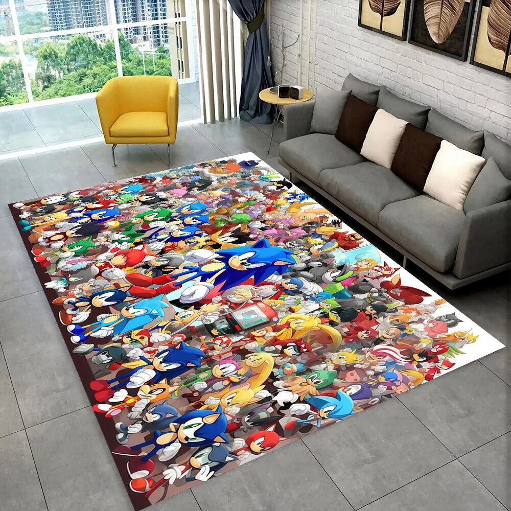 3D S - Sonics Game Cartoon Rug Carpet for Living Room Bedroom Decor,kids Play Non - slip Decoration for Sofa Doormat Christmas Gift - PatioLix