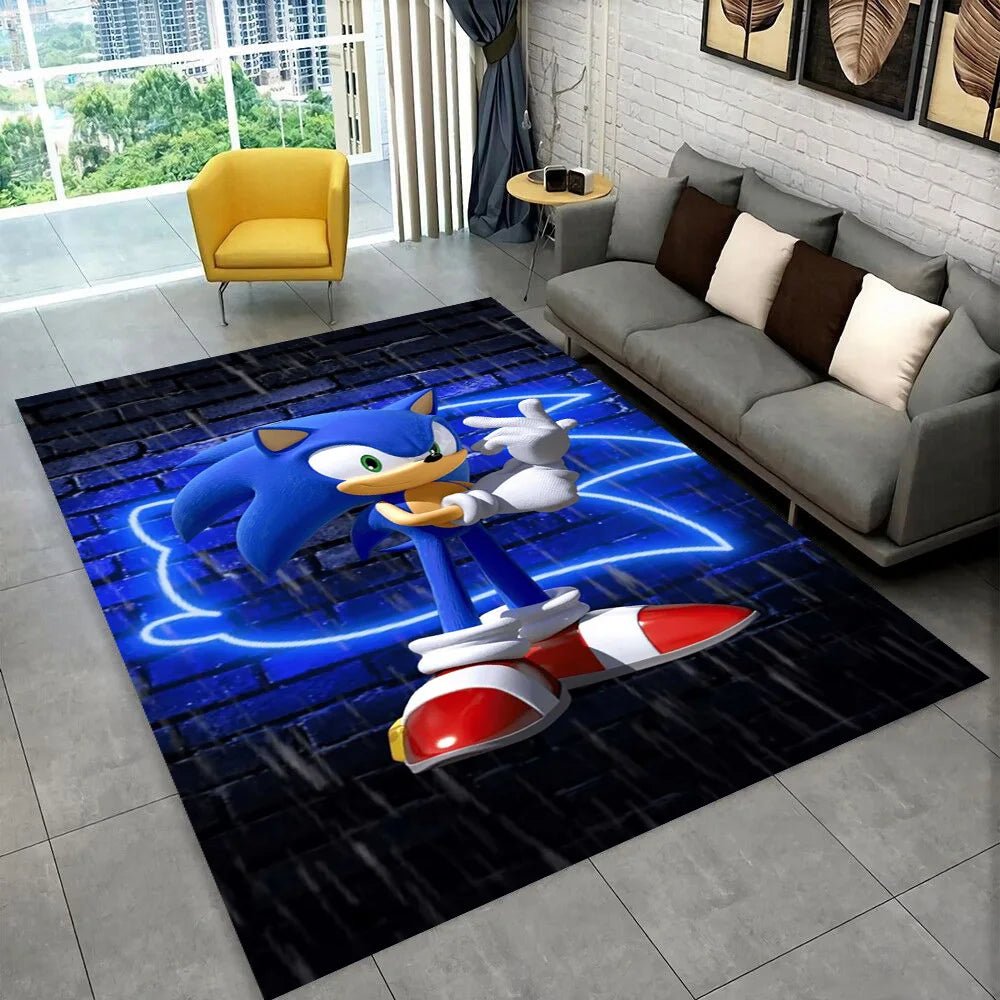 3D S - Sonics Game Cartoon Rug Carpet for Living Room Bedroom Decor,kids Play Non - slip Decoration for Sofa Doormat Christmas Gift - PatioLix