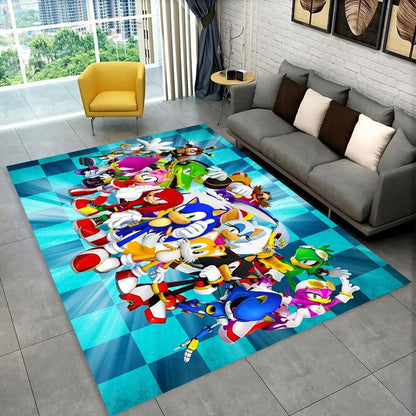 3D S - Sonics Game Cartoon Rug Carpet for Living Room Bedroom Decor,kids Play Non - slip Decoration for Sofa Doormat Christmas Gift - PatioLix