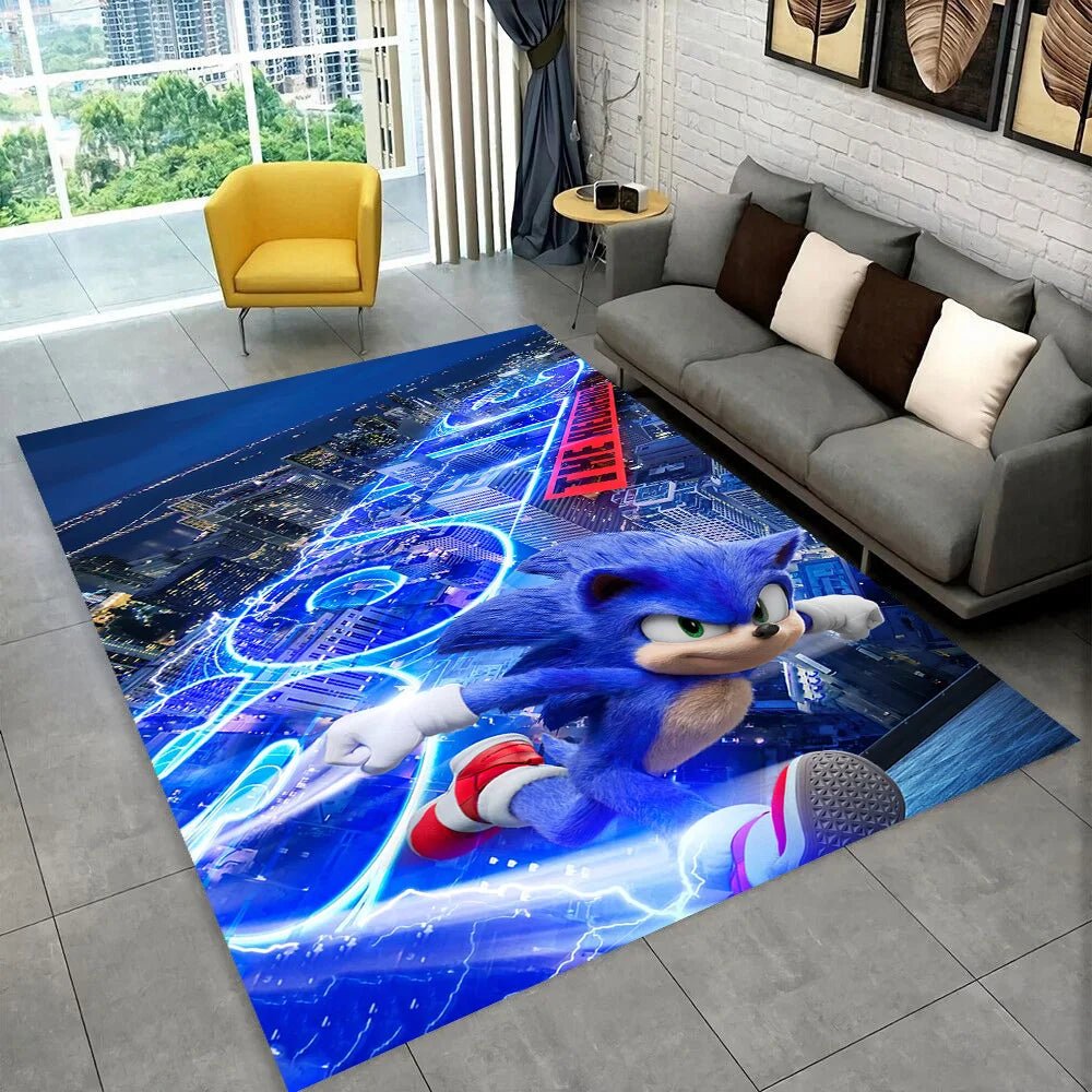 3D S - Sonics Game Cartoon Rug Carpet for Living Room Bedroom Decor,kids Play Non - slip Decoration for Sofa Doormat Christmas Gift - PatioLix