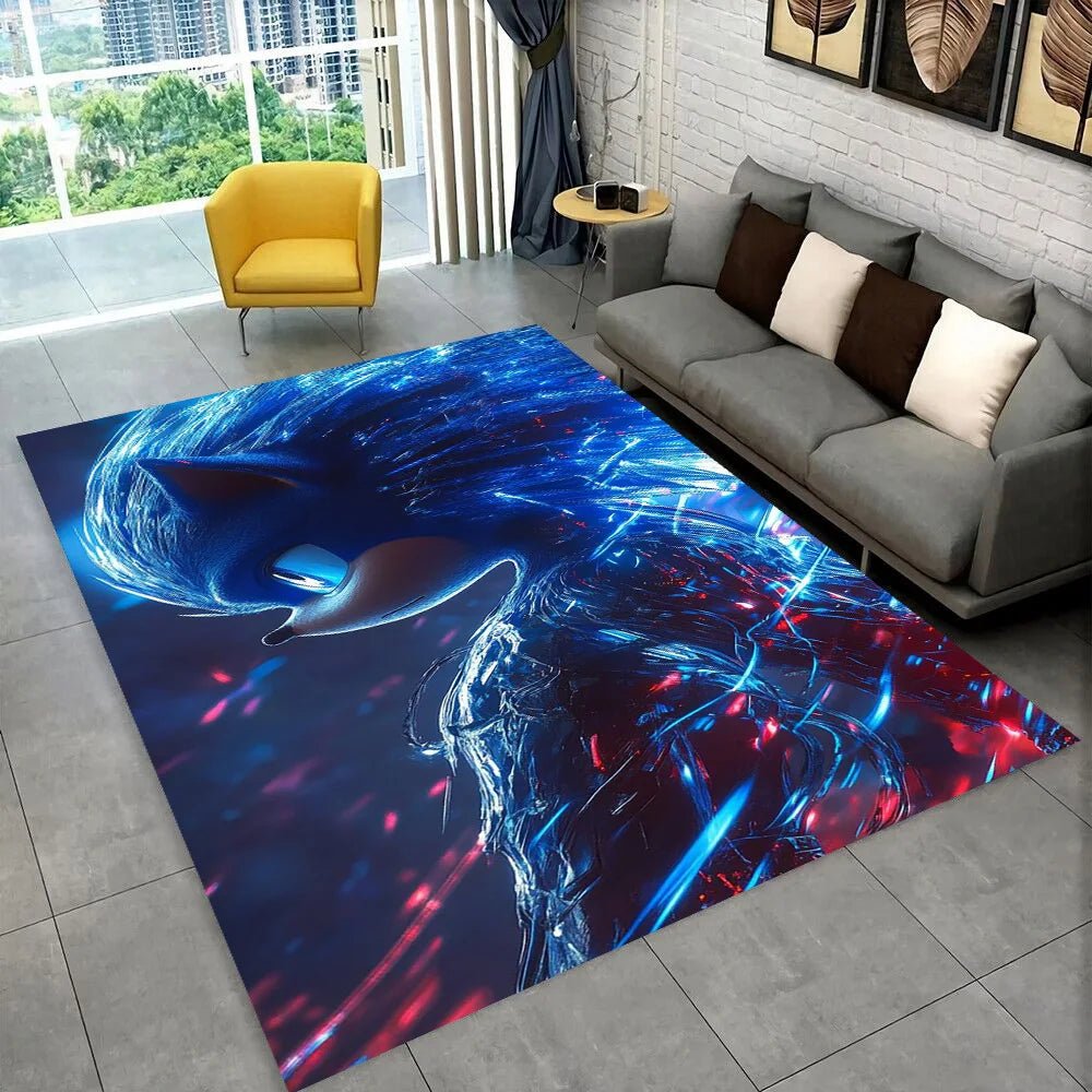 3D S - Sonics Game Cartoon Rug Carpet for Living Room Bedroom Decor,kids Play Non - slip Decoration for Sofa Doormat Christmas Gift - PatioLix
