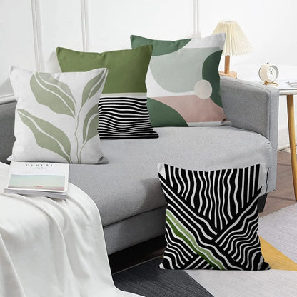 4Pcs Linen Throw Pillow Covers 45x45cm Decorative Cushion Cases for Sofa Bedroom Living Room Home Decor Zippered Pillowcases - PatioLix