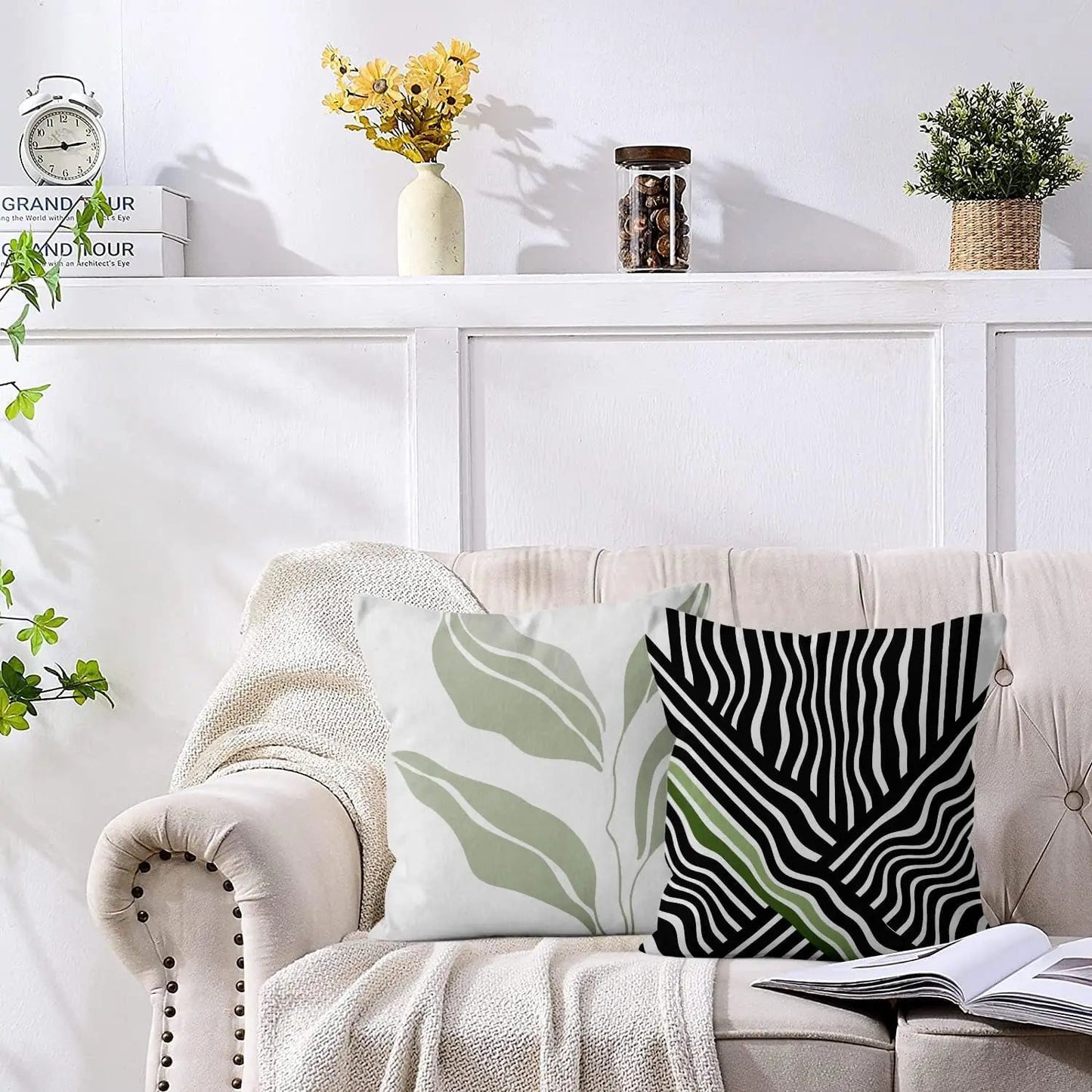 4Pcs Linen Throw Pillow Covers 45x45cm Decorative Cushion Cases for Sofa Bedroom Living Room Home Decor Zippered Pillowcases - PatioLix