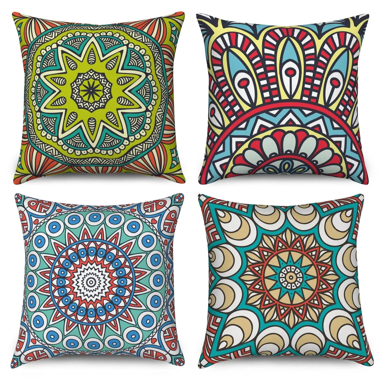 4Pcs Linen Throw Pillow Covers 45x45cm Decorative Cushion Cases for Sofa Bedroom Living Room Home Decor Zippered Pillowcases - PatioLix