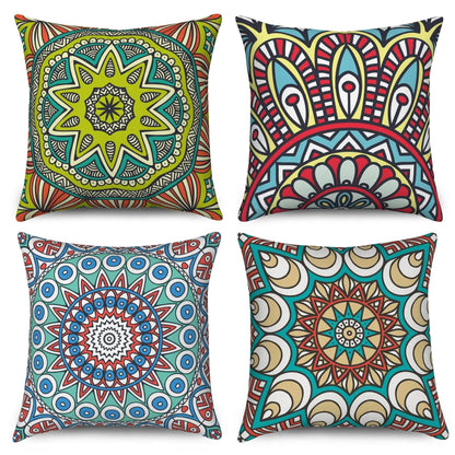 4Pcs Linen Throw Pillow Covers 45x45cm Decorative Cushion Cases for Sofa Bedroom Living Room Home Decor Zippered Pillowcases - PatioLix