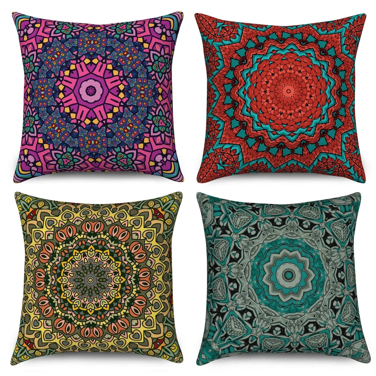 4Pcs Linen Throw Pillow Covers 45x45cm Decorative Cushion Cases for Sofa Bedroom Living Room Home Decor Zippered Pillowcases - PatioLix