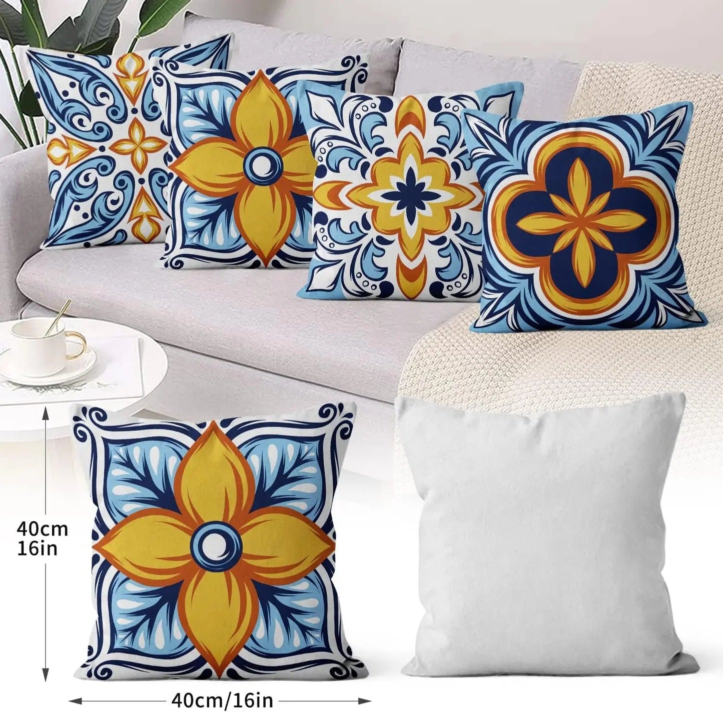 4Pcs Linen Throw Pillow Covers 45x45cm Decorative Cushion Cases for Sofa Bedroom Living Room Home Decor Zippered Pillowcases - PatioLix