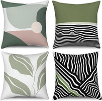 4Pcs Linen Throw Pillow Covers 45x45cm Decorative Cushion Cases for Sofa Bedroom Living Room Home Decor Zippered Pillowcases - PatioLix