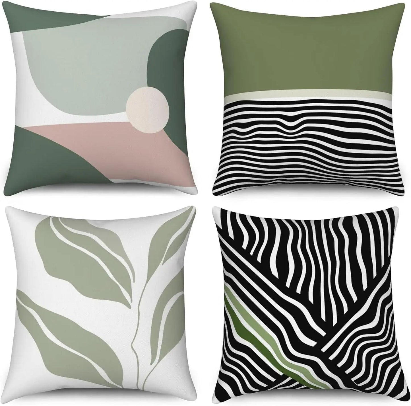 4Pcs Linen Throw Pillow Covers 45x45cm Decorative Cushion Cases for Sofa Bedroom Living Room Home Decor Zippered Pillowcases - PatioLix