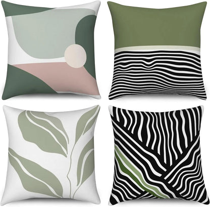 4Pcs Linen Throw Pillow Covers 45x45cm Decorative Cushion Cases for Sofa Bedroom Living Room Home Decor Zippered Pillowcases - PatioLix